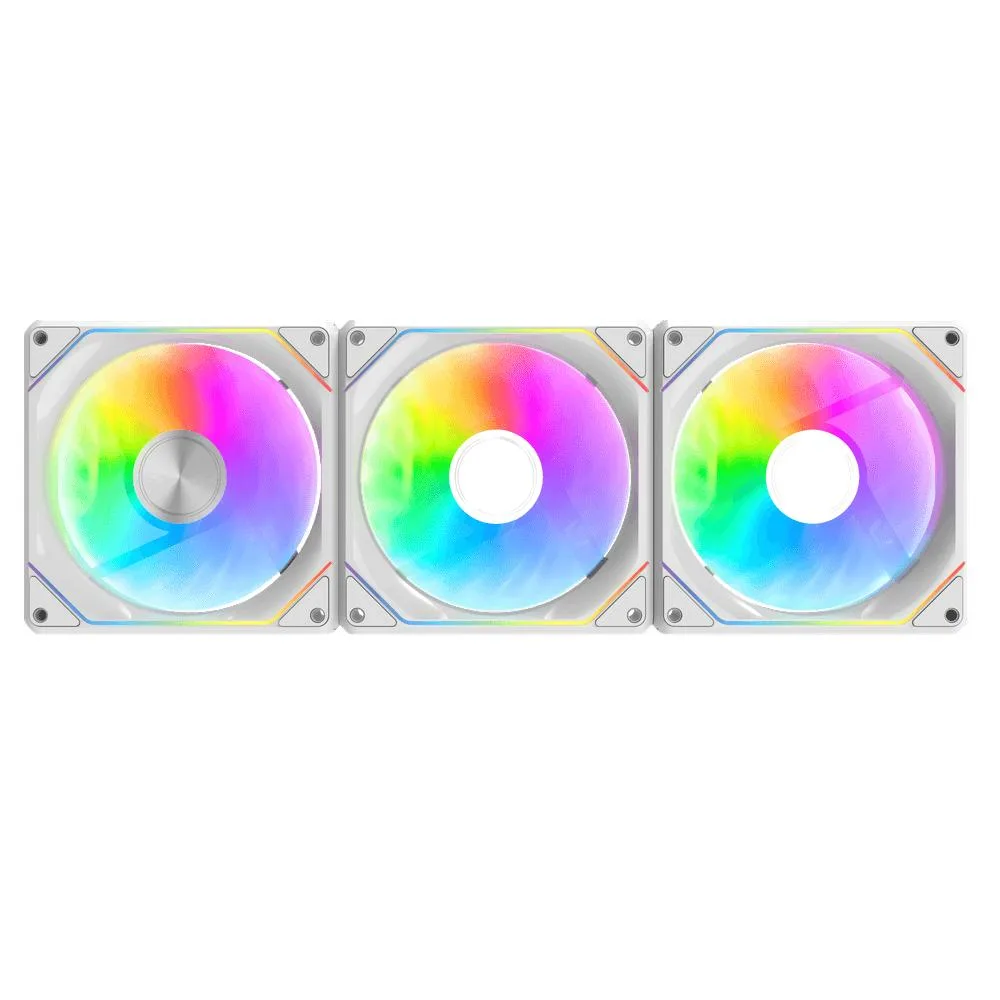 darkFlash darkFlash Gauss G24R 120mm Reverse Blade PWM ARGB Case Fans 3-Pack White — photo du produit