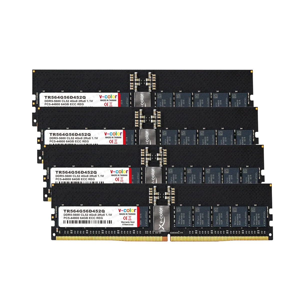 V-color V-color TR564G56D452Q 256GB (4x64GB) DDR5 5600 CL52 ECC Registered RDIMM server RAM — photo du produit
