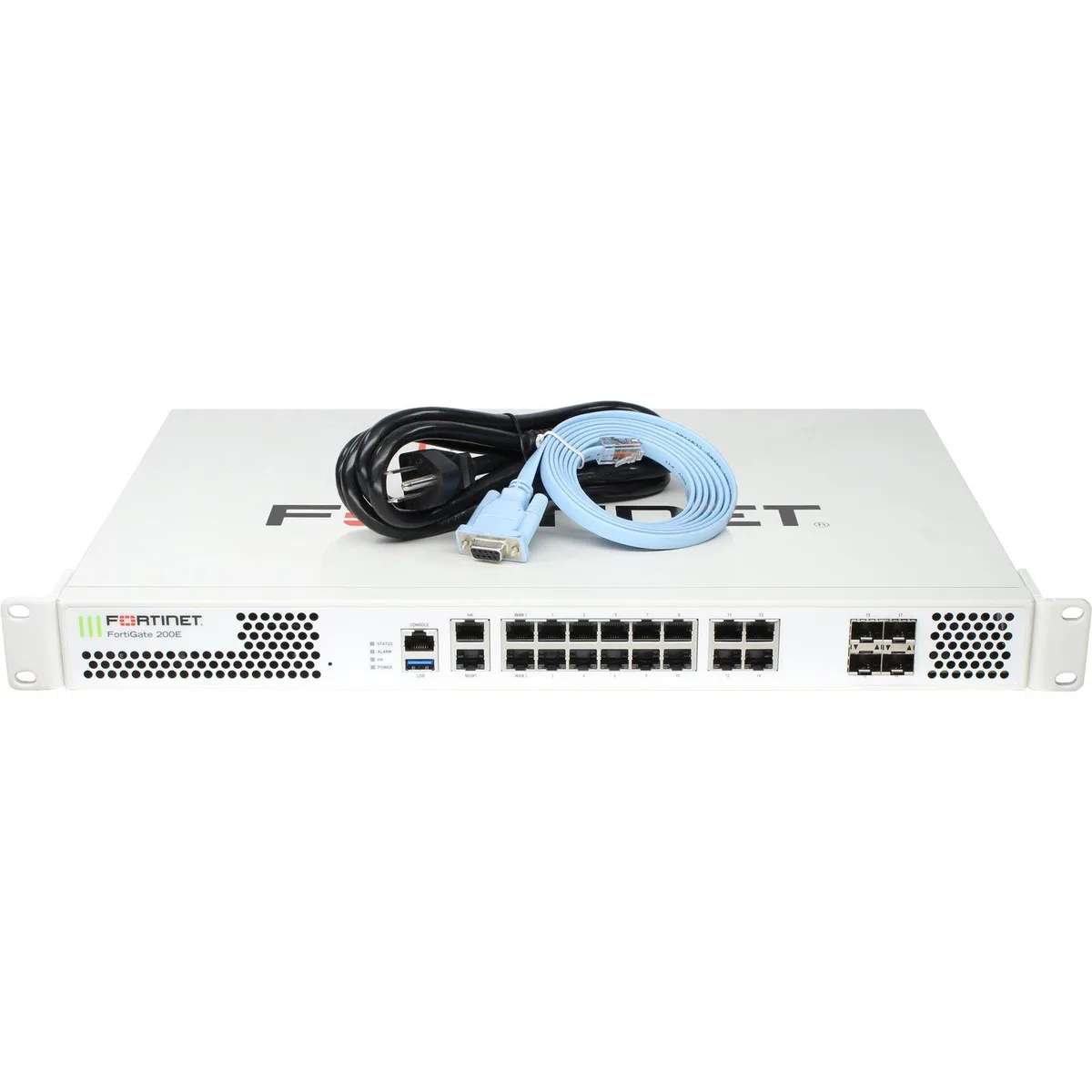 Silver 1U rack appliance, front panel shows eighteen RJ45 ports and four SFP cages