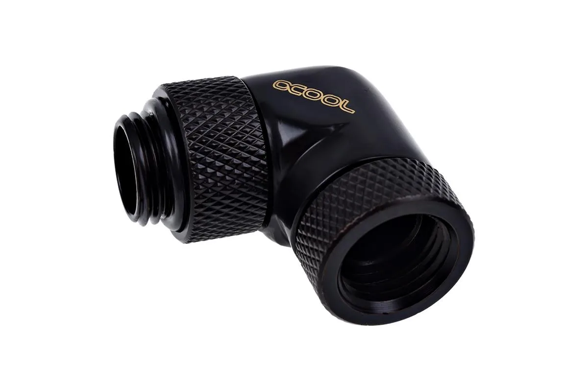 Black 90-degree dual rotary L-connector with G1/4 threads