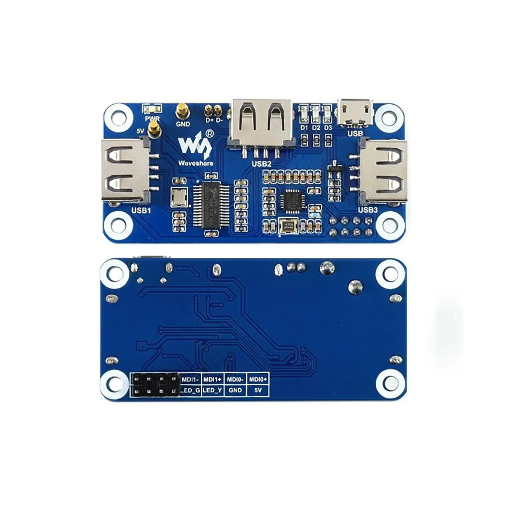 LORDWORLD LORDWORLD PoE Ethernet USB Hub HAT for Raspberry Pi Zero RJ45 3 USB 2.0 Ports — صورة المنتج