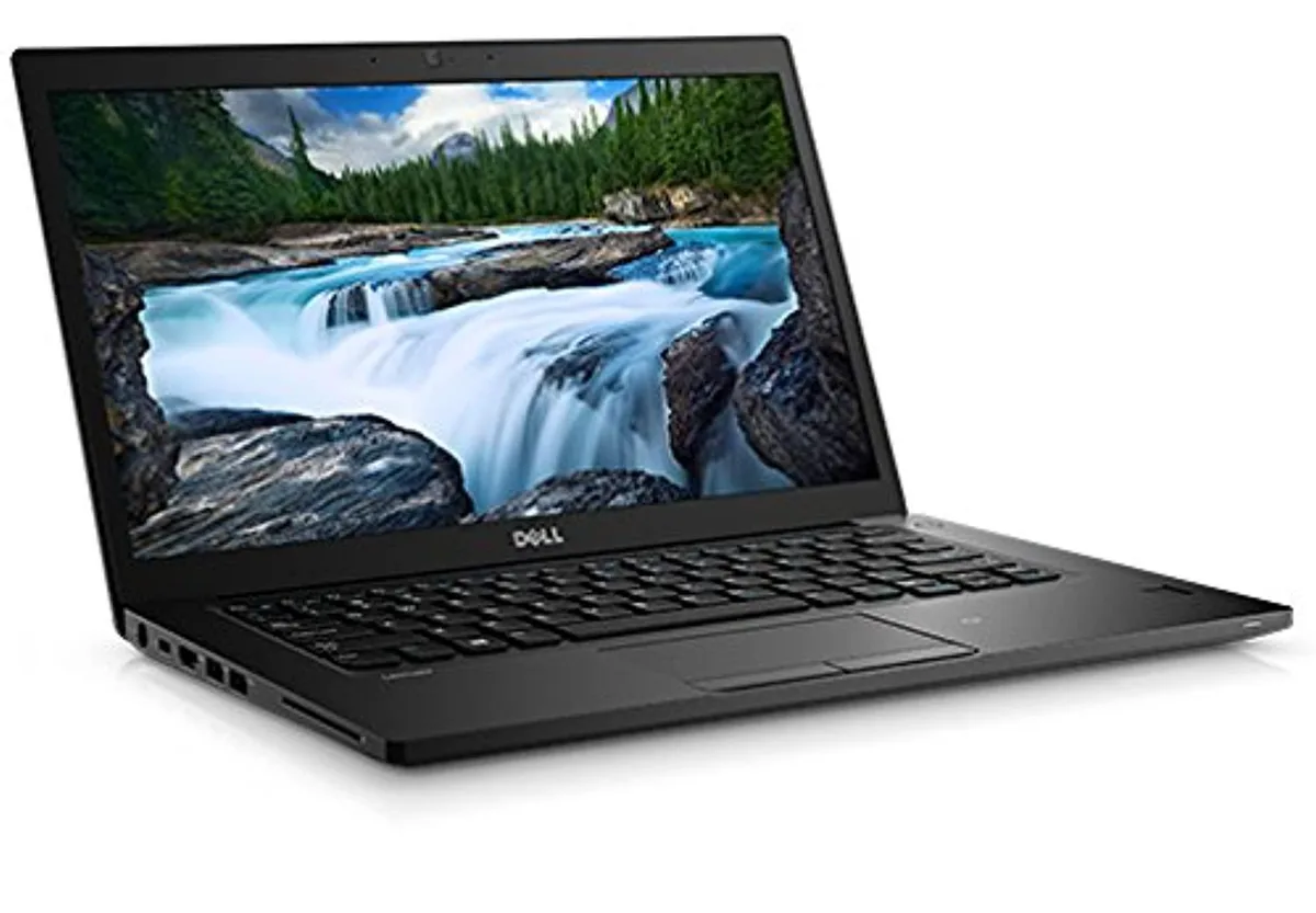 Silver 14 inch Dell Latitude 7480 ultrabook with backlit keyboard and FHD screen