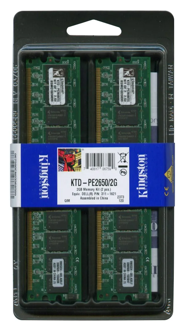 Kingston Technology Corp. Kingston 2GB DDR Desktop RAM Kit 2x1GB DIMM 184-pin 266MHz PC2100 registered ECC — toote foto