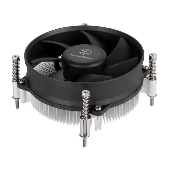 Silver low-profile CPU cooler, 45mm tall with 92mm fan on aluminum fin stack