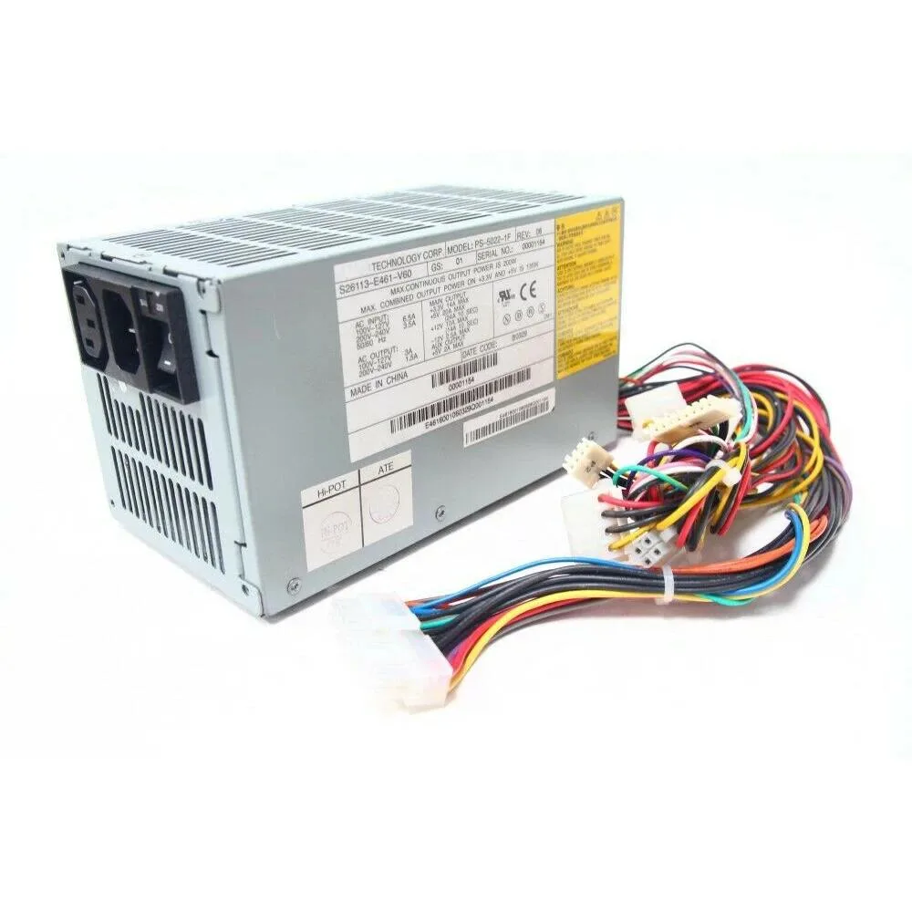 KHACHIMO PS-5022-1F 200W ATX power supply unit, silver metal enclosure with fan grille