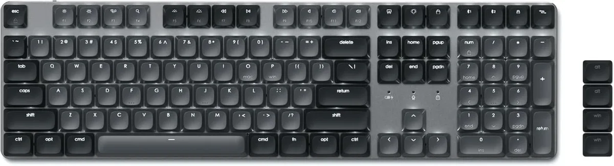 TUKO TUKO SM3 108-Key Mechanical Gaming Keyboard Bluetooth 5.0 2.4 GHz White LED Dark Gray — product photo
