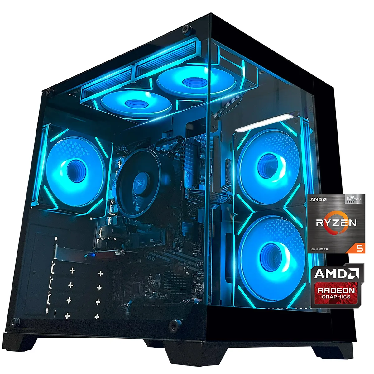 YAWYORE YAWYORE Gaming PC Ryzen 5 5600GT 16GB DDR4 512GB NVMe 550W 5 ARGB Fans — product photo