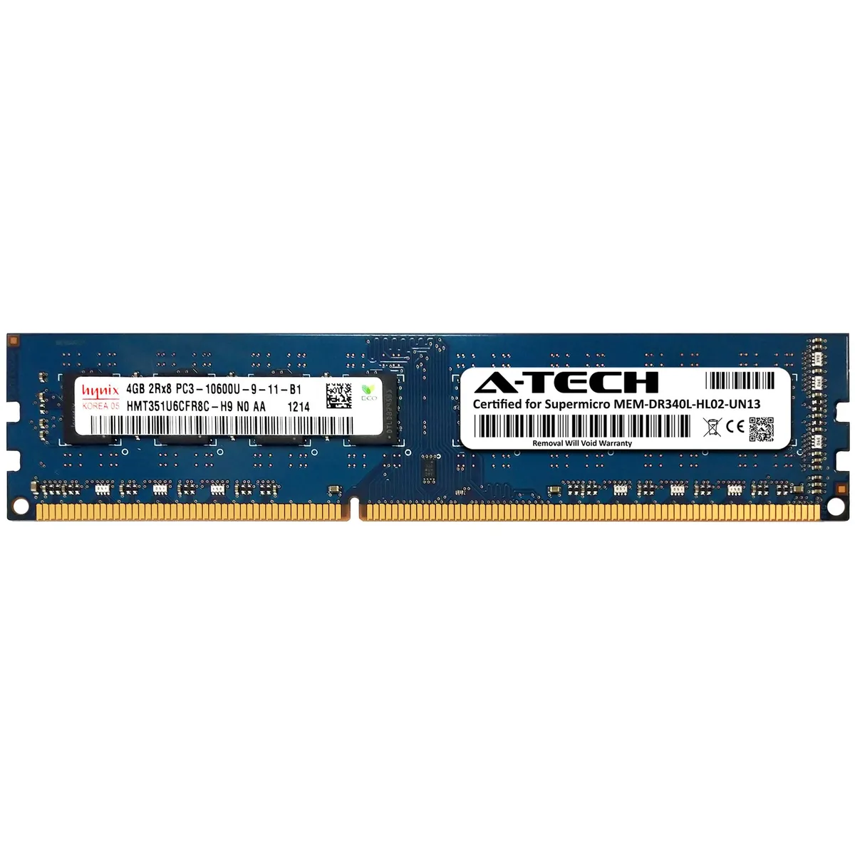 Green circuit board with black memory chips, no heat spreader, 240-pin DDR3 desktop DIMM