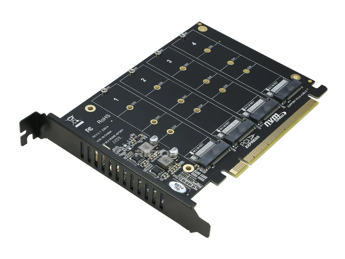 RIITOP RIITOP Quad NVMe PCIe Expansion Card 4x M.2 22mm — φωτογραφία προϊόντος
