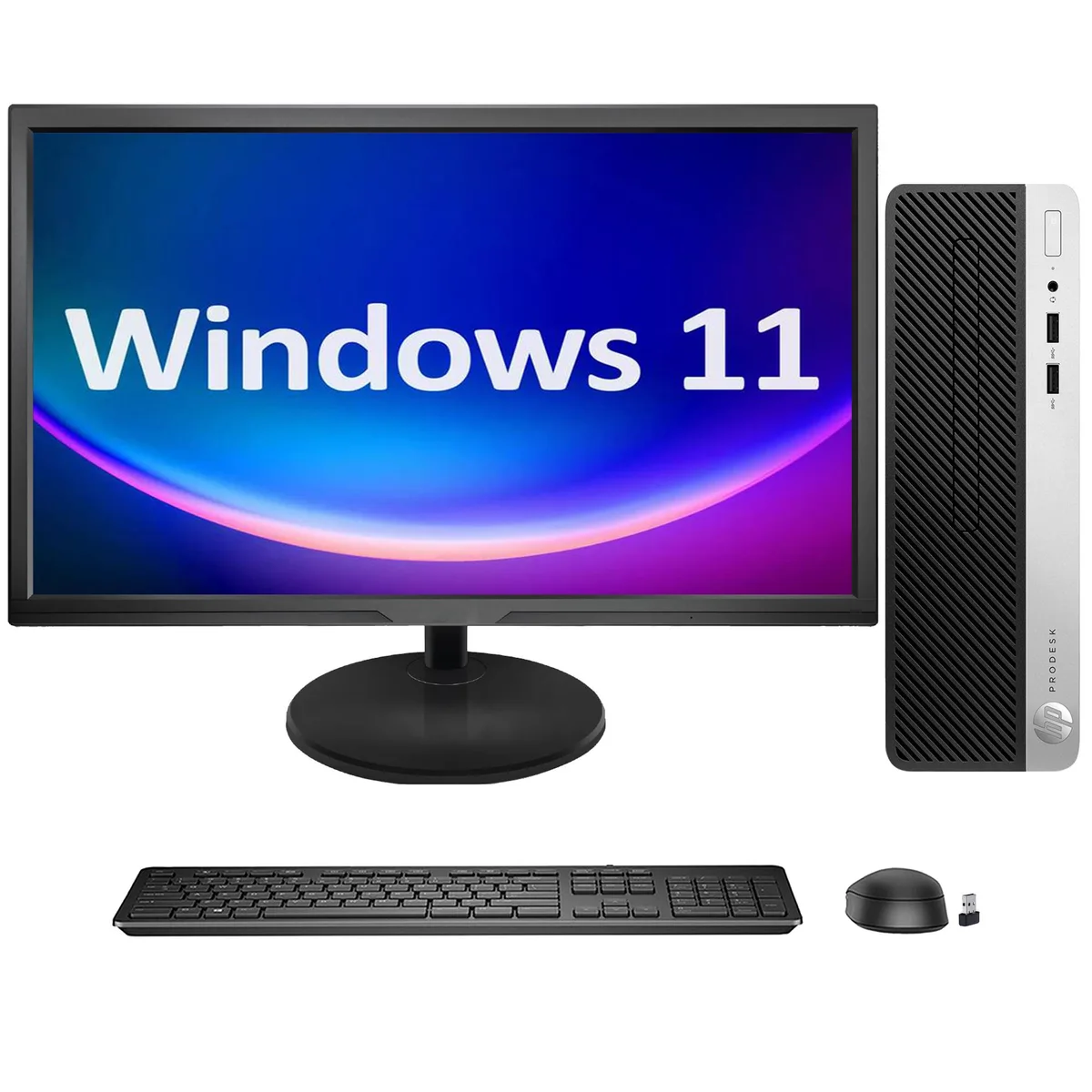 HP HP ProDesk 400 G5 SFF desktop PC i3-8100 3.6GHz 32GB DDR4 1TB SSD 22" monitor — photo du produit