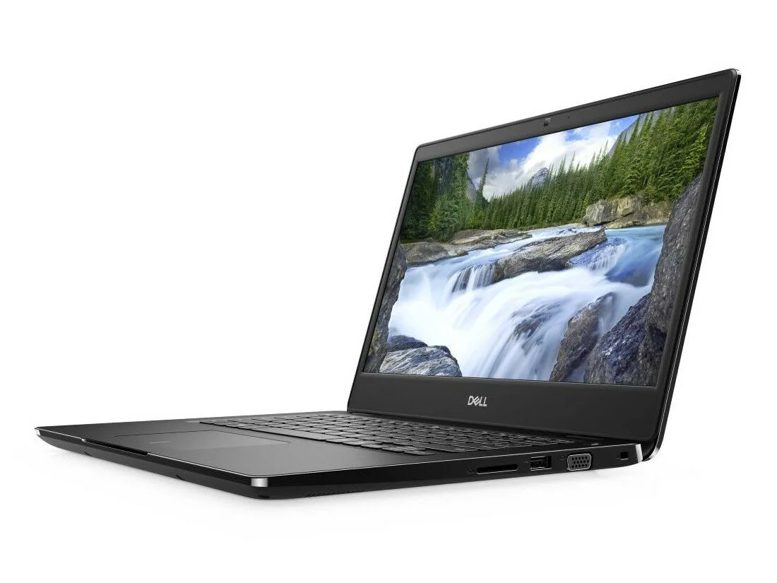 Black Dell Latitude 3400 laptop, 14 inch non-touch screen, matte finish, fair condition with lid scratches