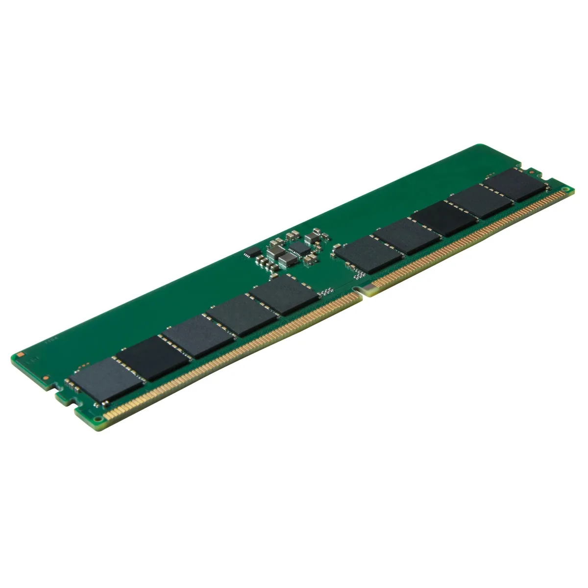 Green bare circuit board DDR5 288-pin registered DIMM with black memory chips
