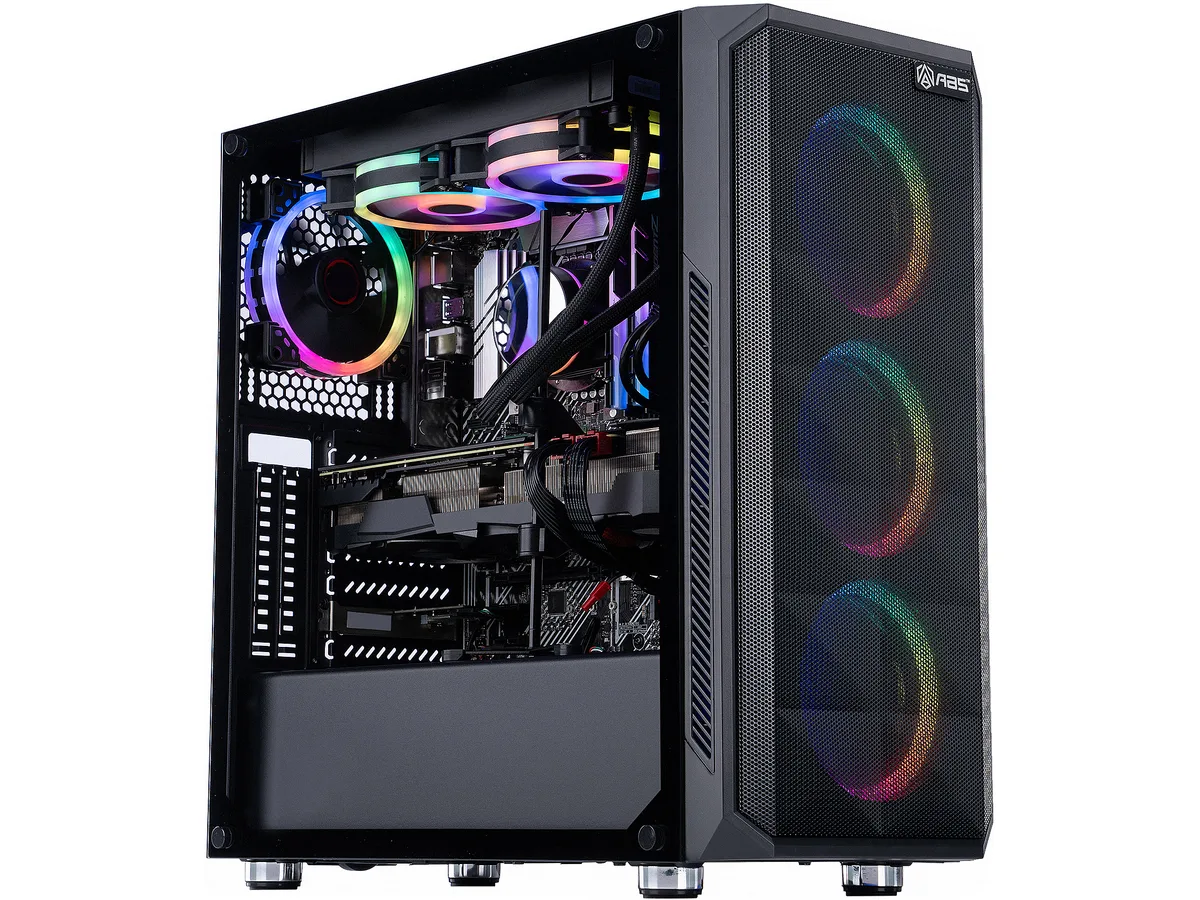 Refurbished ABS Legend ALI634 mid-tower in black with tempered glass side panel and RGB lighting