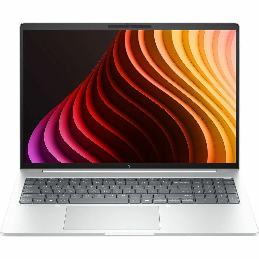 Glacier Silver aluminum 16 inch laptop, thin profile, non touch IPS display, 5 megapixel webcam above screen