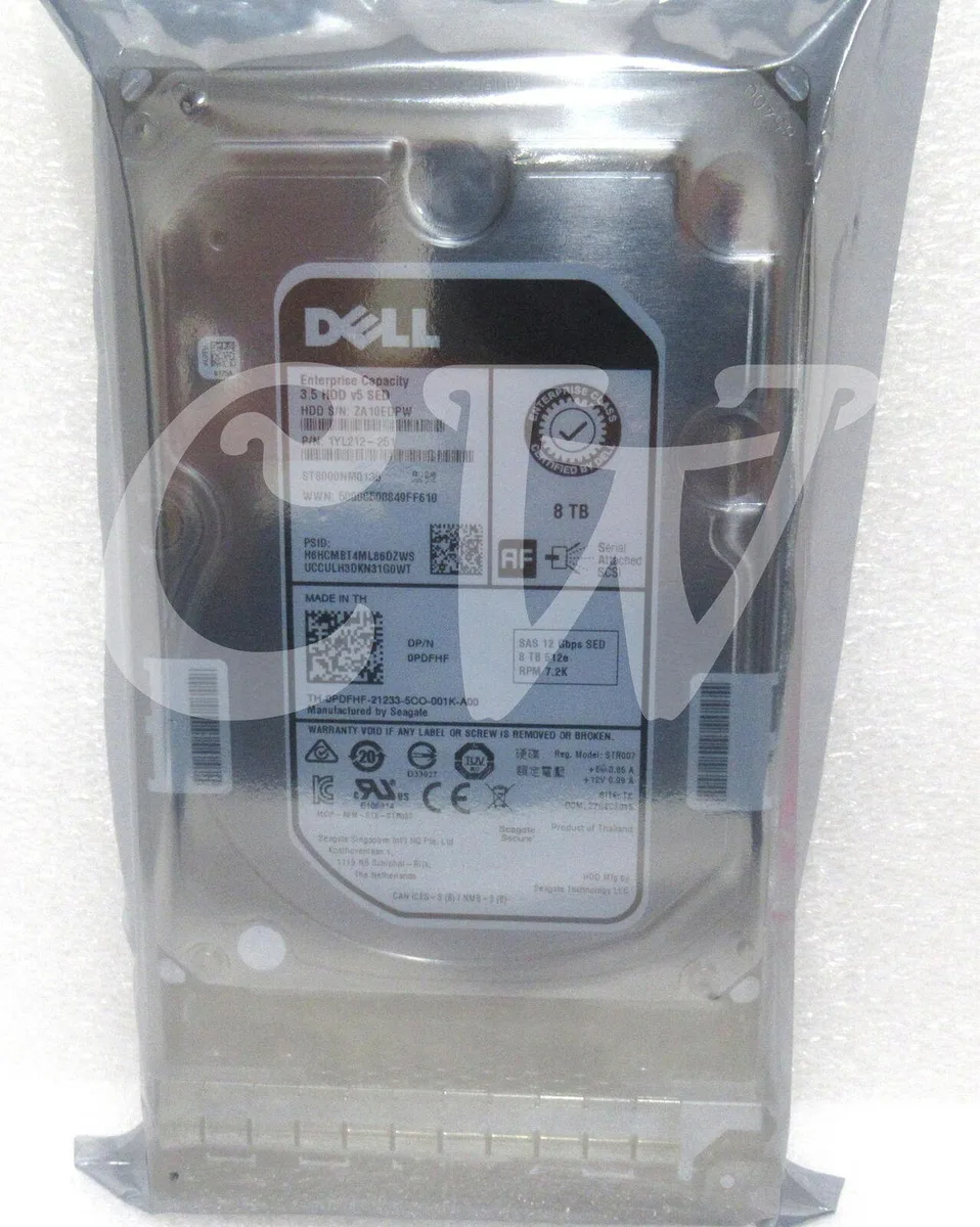Silver 3.5 inch SAS hard drive with black Dell caddy tray