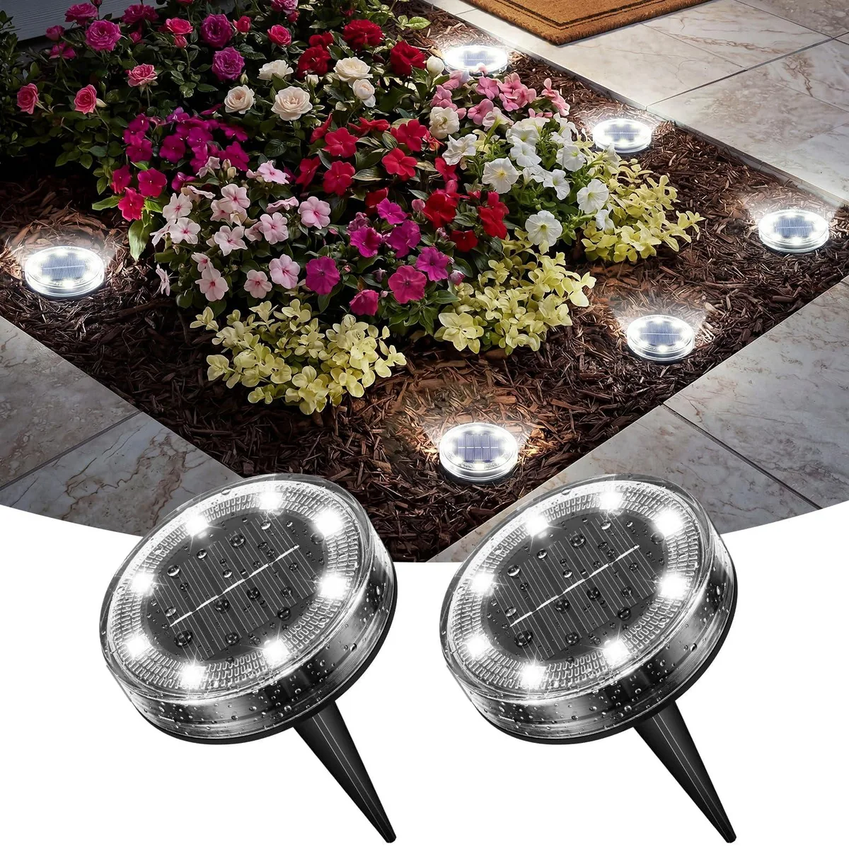  Peasur GS28 Solar Landscape Lighting 2-Pack Cold White 2.83in IP68 — termékfotó