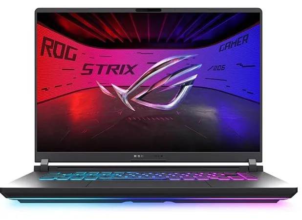 Eclipse Gray ROG Strix G16 laptop with 360° RGB light bar