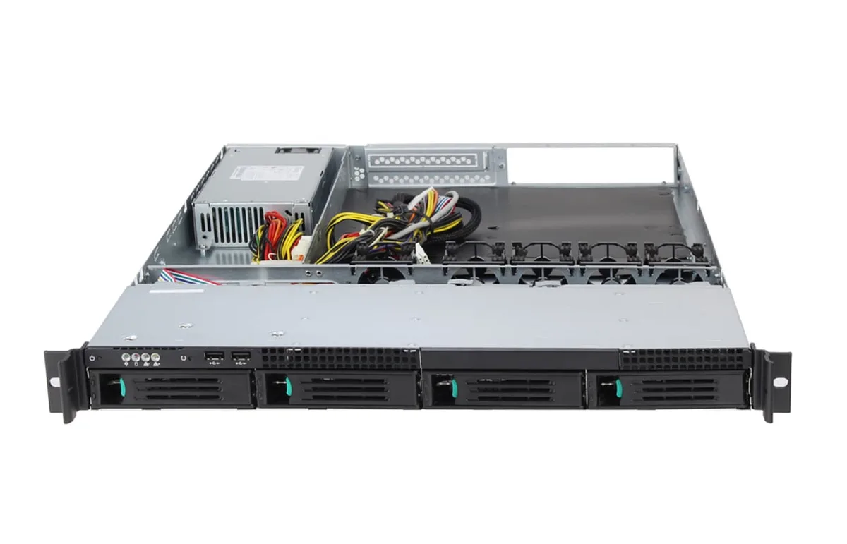HOTCFWQ HOTCFWQ 1U 4-Bay Hot-Swap Server Chassis 6Gb/s SATA 500W — productfoto
