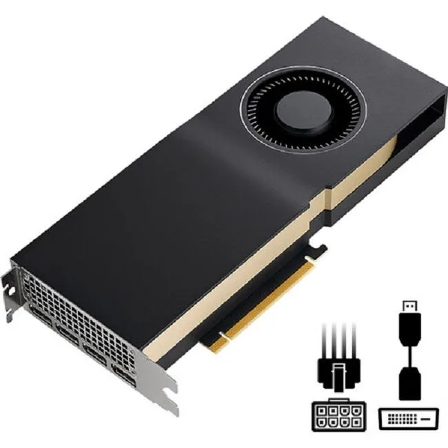 NVIDIA RTX A5000 24GB GDDR6 graphics card, full-length dual-slot design, matte black metal shroud with silver accents