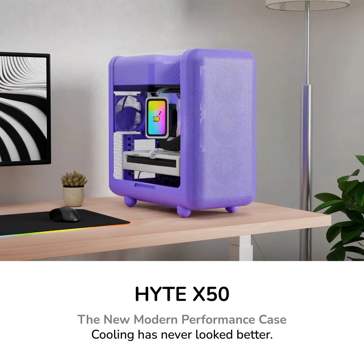 HYTE HYTE X50 CS-HYTE-X50G-TM ATX Mid-Tower PC Case Purple — product photo