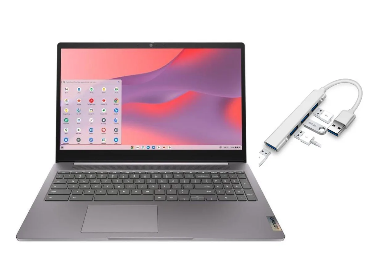 Grey Lenovo IdeaPad 3i Chromebook 15.6 inch laptop closed view