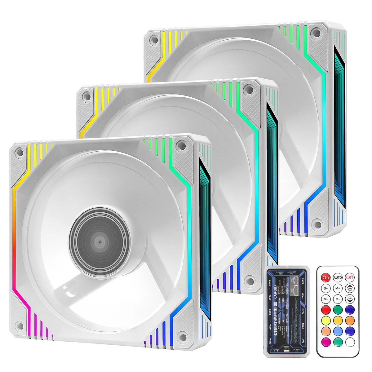 PANO-MOUNTS PANO-MOUNTS 120mm White Infinity Mirror RGB Case Fans 3-Pack — foto del producto