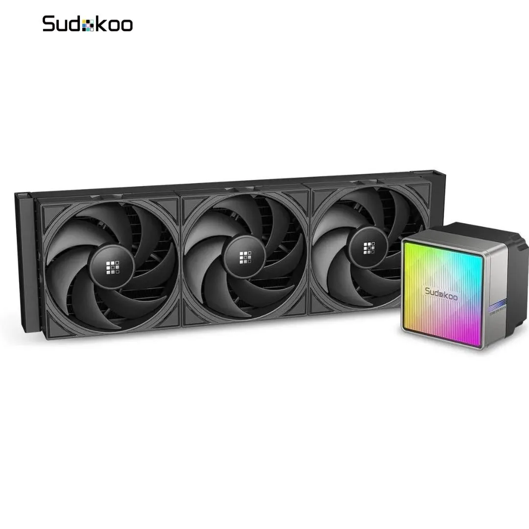 Sudokoo Sudokoo NEXAURA 360 liquid cooler 360mm AIO PWM pump ARGB pump head FDB fans Intel LGA 1851/1700/1200/115X — product photo