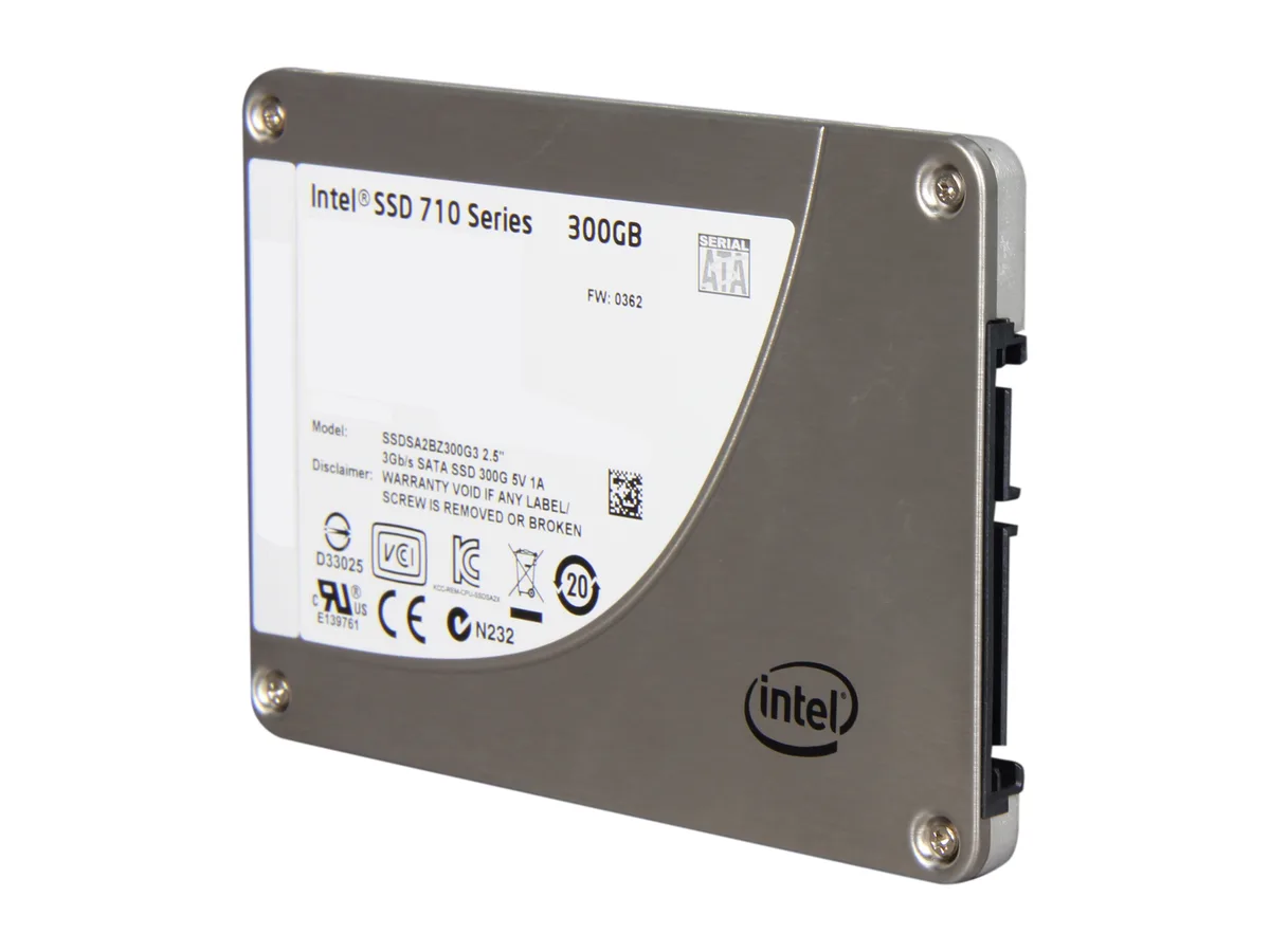 Silver 2.5 inch SATA internal SSD with black label