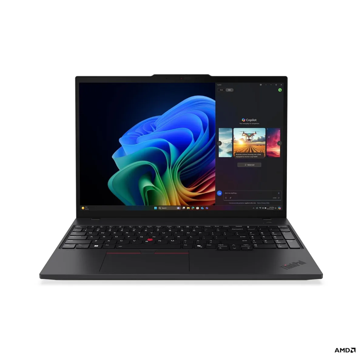 Black 16 inch ThinkPad laptop with matte finish