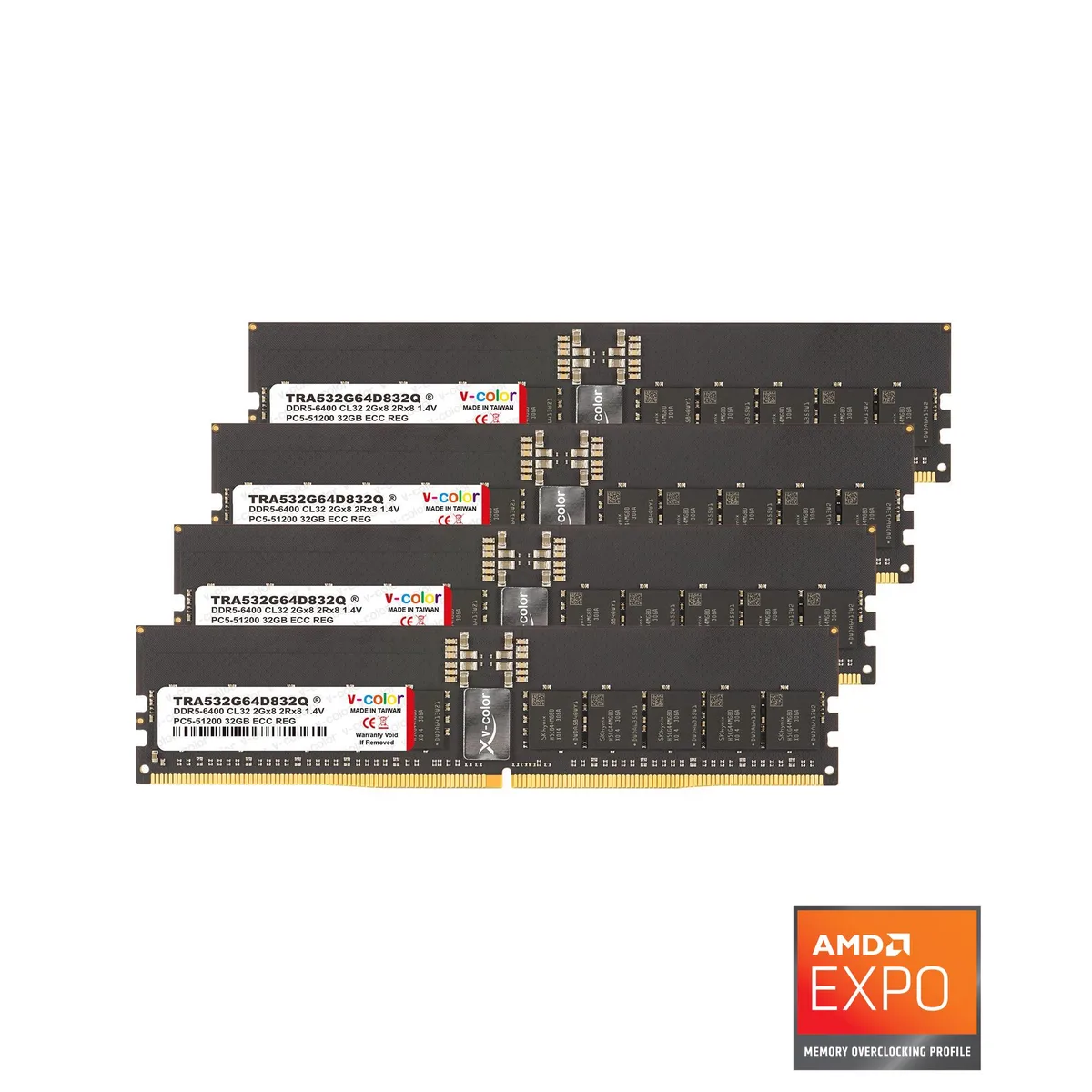 V-color V-color OC R-DIMM 128GB (4x32GB) DDR5 6400 CL32 2Rx8 1.4V ECC Registered — 商品写真