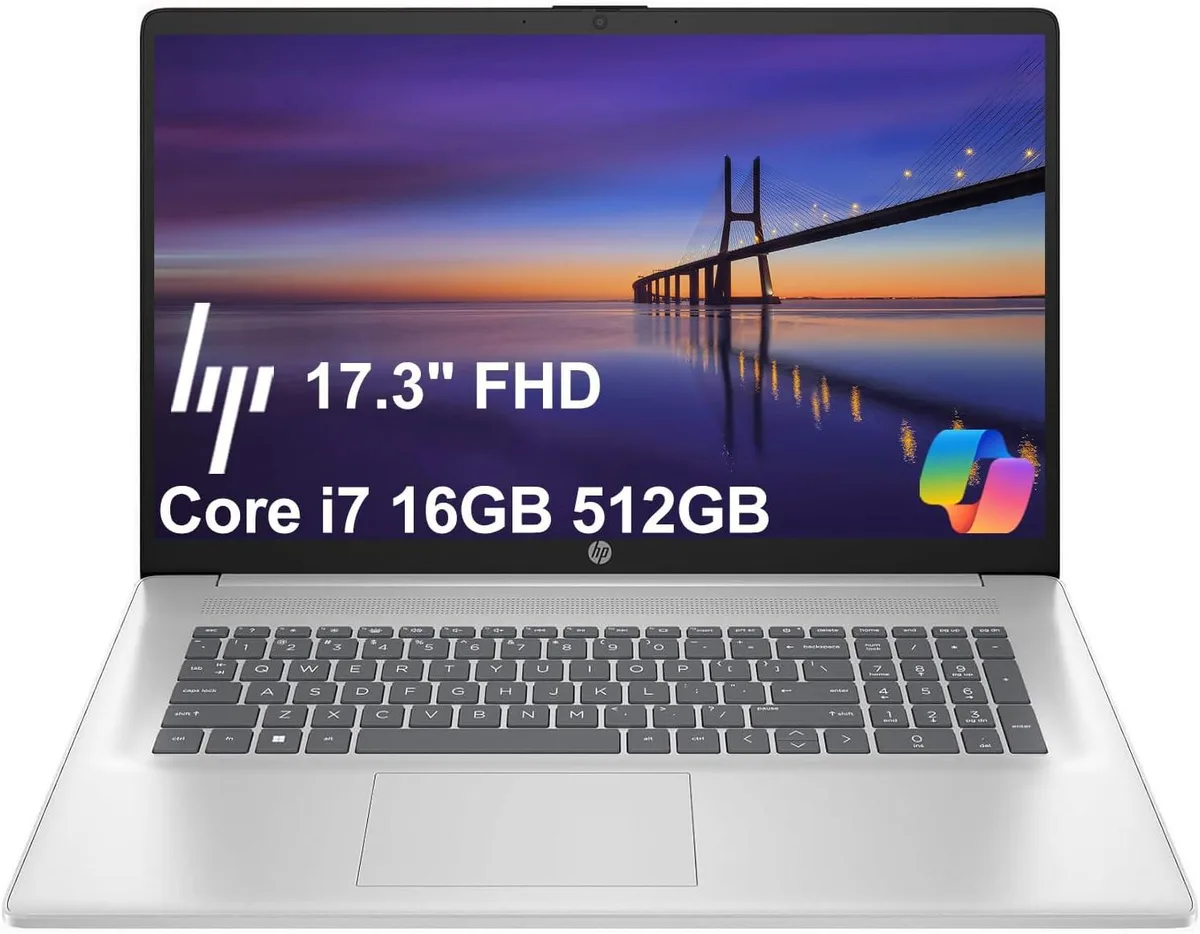 HP HP 17 Laptop 17.3" FHD Core i7-1355U 16GB DDR4 512GB NVMe Windows 11 Home Silver — Produktfoto