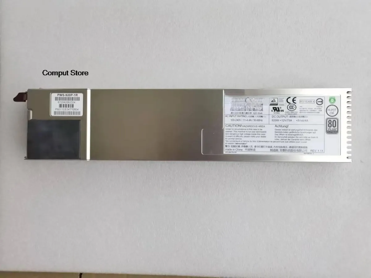 Redundant power supply module, metal casing, rear connector visible