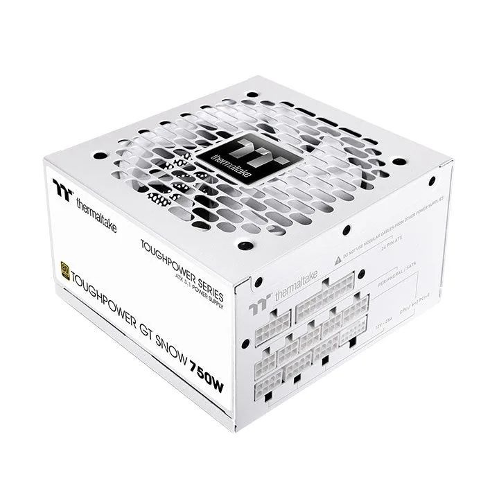 White ATX power supply unit with modular cables and 12 cm fan
