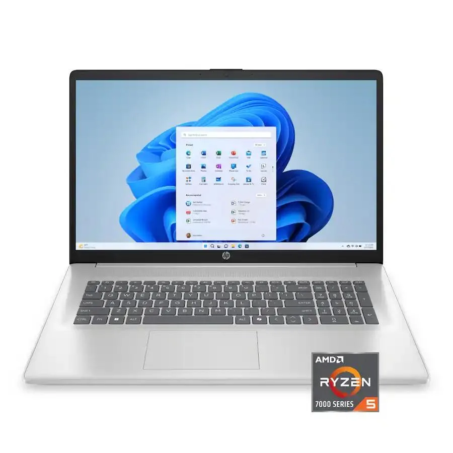 Silver 17.3 inch laptop with full HD display