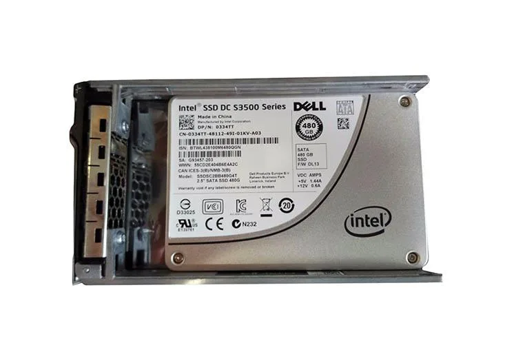 Intel DC S3500 480GB 2.5-inch SATA SSD in black metal casing