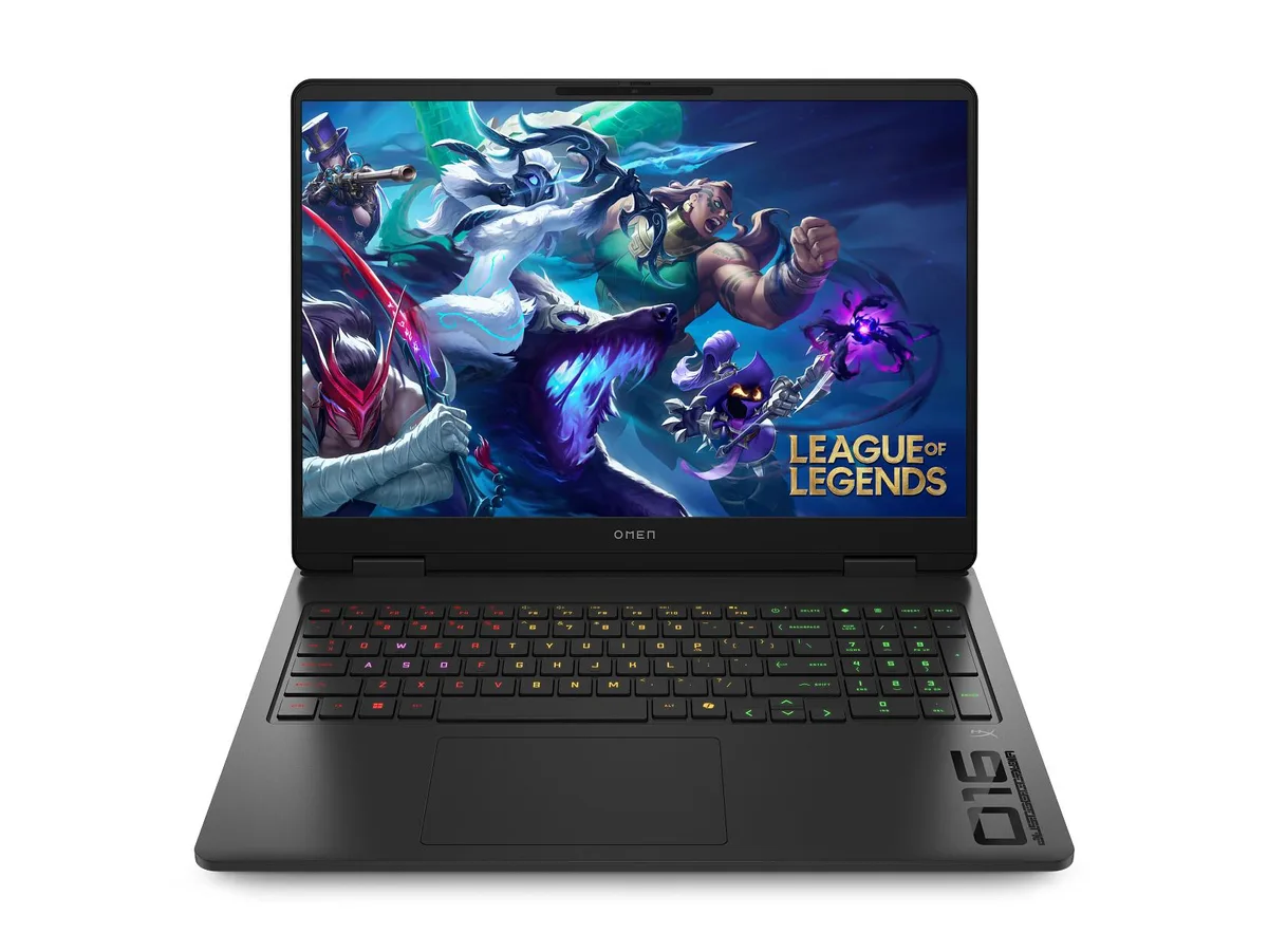 Silver 16-inch gaming laptop with micro-edge anti-glare display and backlit keyboard