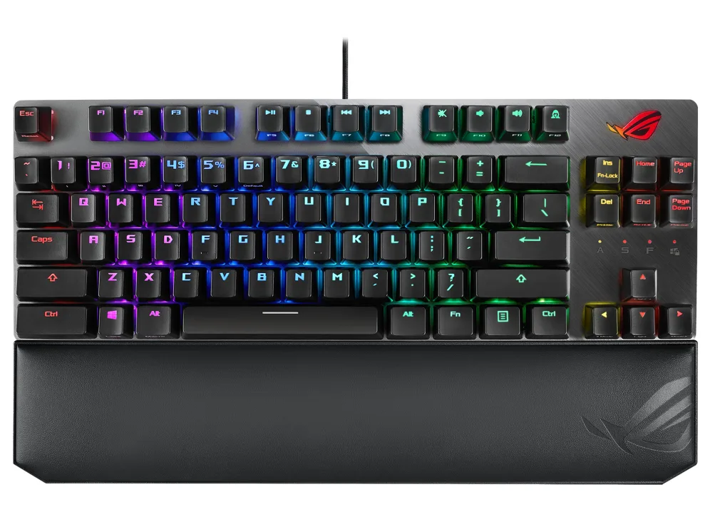Tenkeyless mechanical gaming keyboard with aluminium top plate, Cherry MX Blue switches, black finish