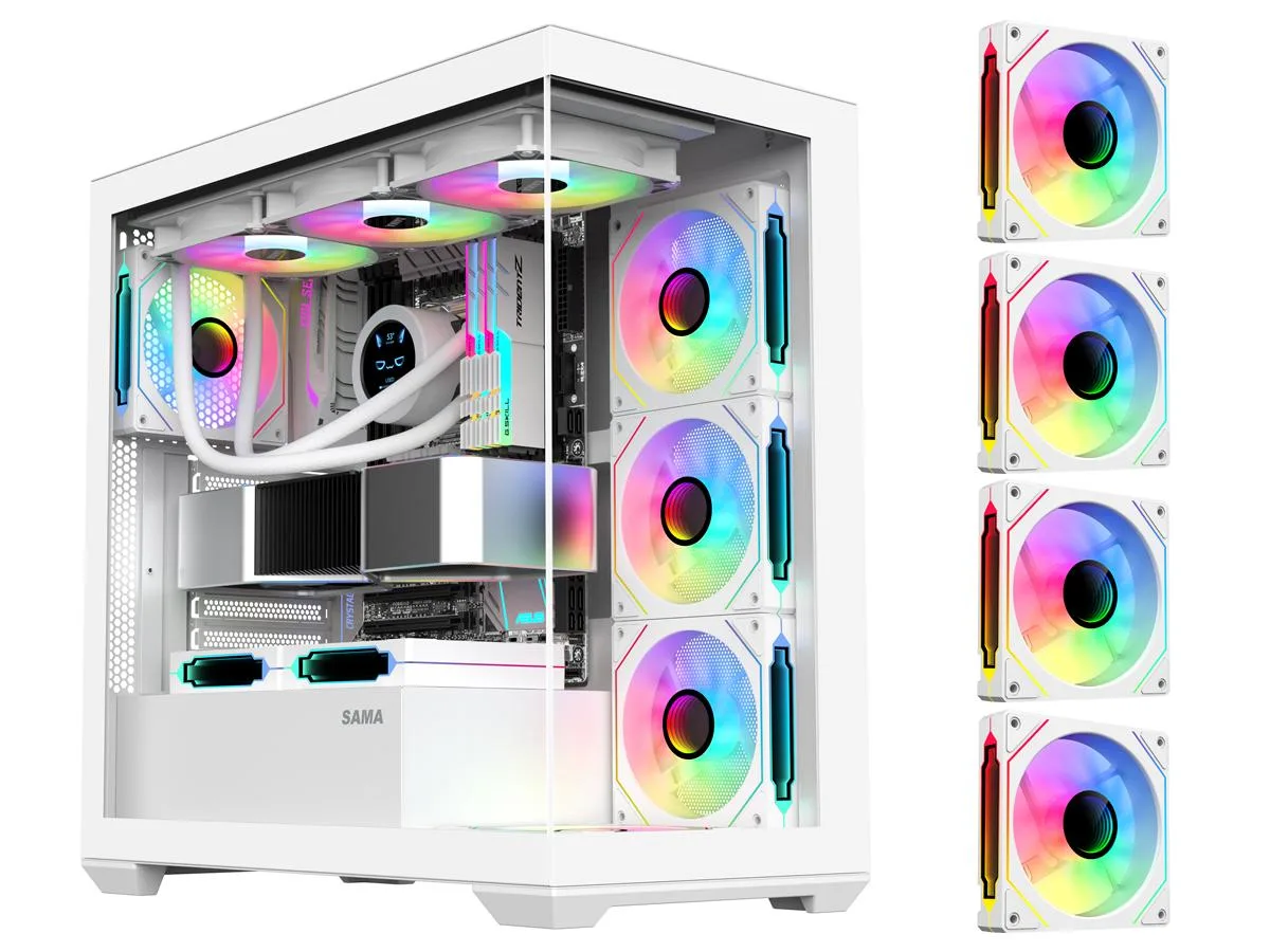 SAMA SAMA SV01 WH Mid Tower PC Case White 4 ARGB Fans — product photo