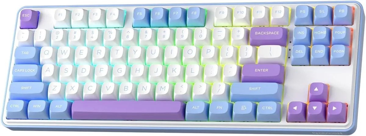 Tenkeyless mechanical keyboard with gasket mount, PBT keycaps, tri-mode wireless connectivity