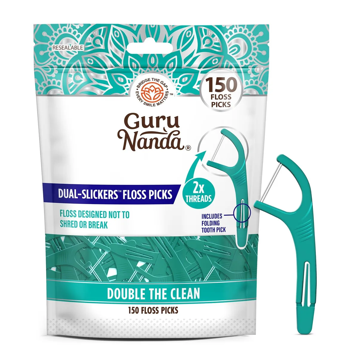  GuruNanda GRU08396 Dual Slickers Floss Picks 150 Ct oral care — product photo