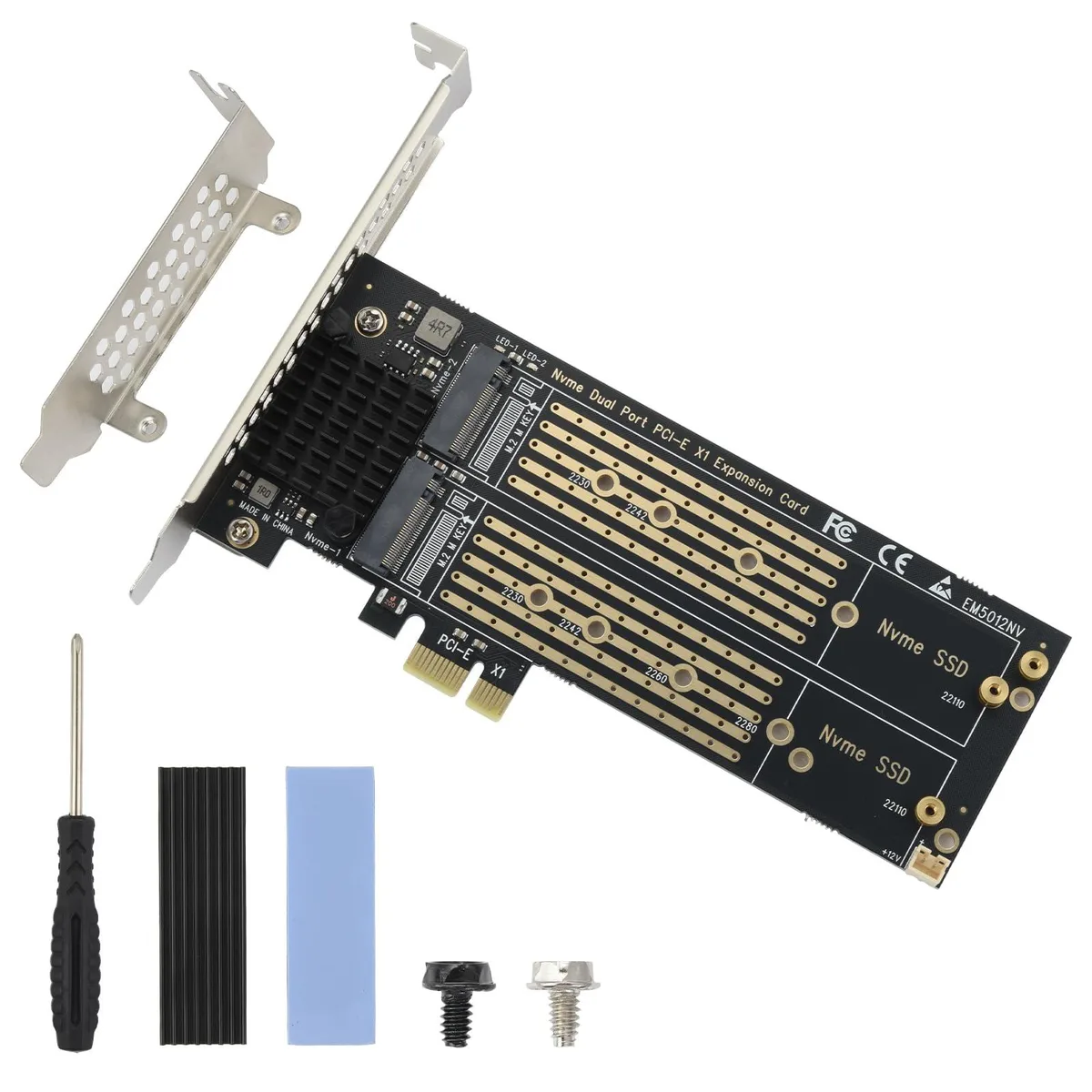 WRIARICH WRIARICH Dual M.2 NVMe to PCIe Adapter with Heat Sink Low Profile Bracket — foto produk