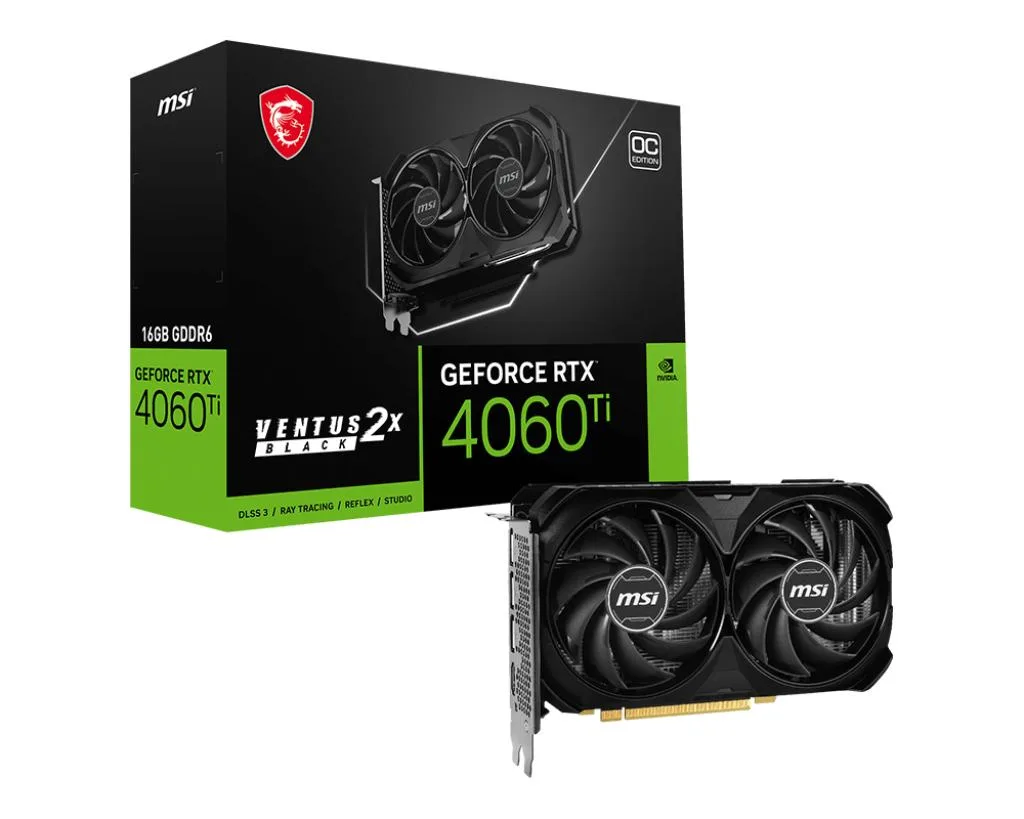 Black dual-fan graphics card with large heatsink