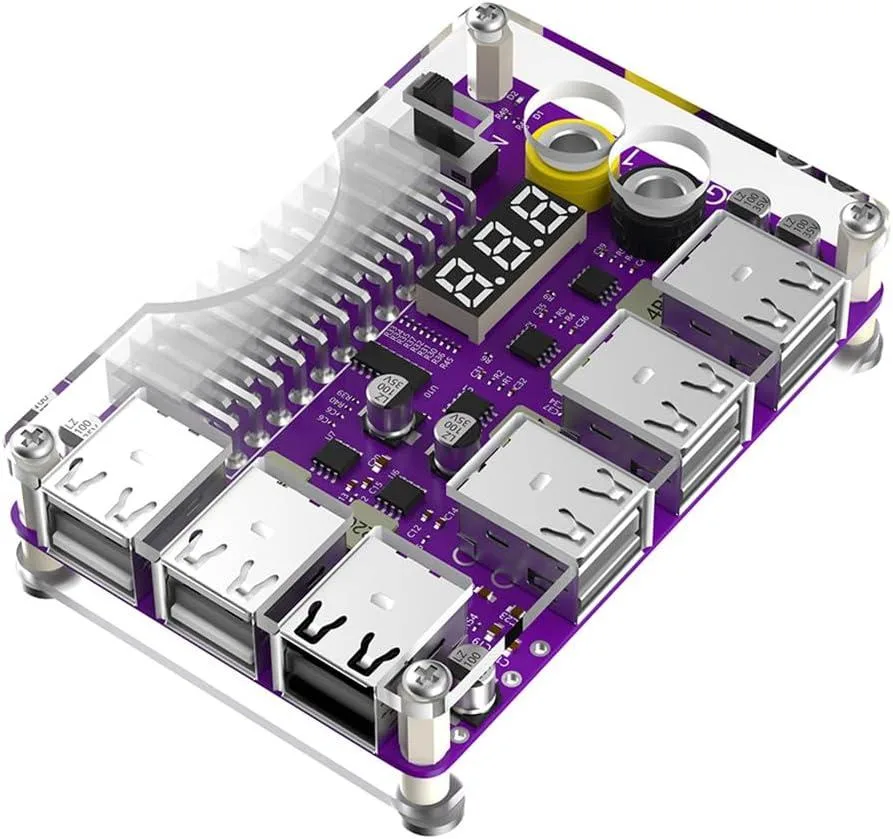 JMT JMT ATX 24-Pin Breakout Board 12-Port USB 2.0 QC 2.0/3.0 Acrylic Case Kit — 商品照片