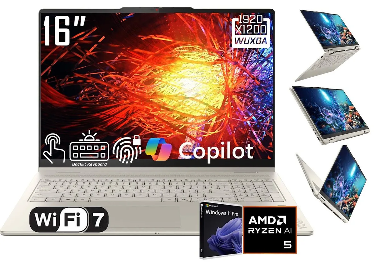 Lenovo Lenovo Yoga 7 2-in-1 16" AMD Ryzen AI 5 340 16GB 2TB Seashell — תמונת המוצר
