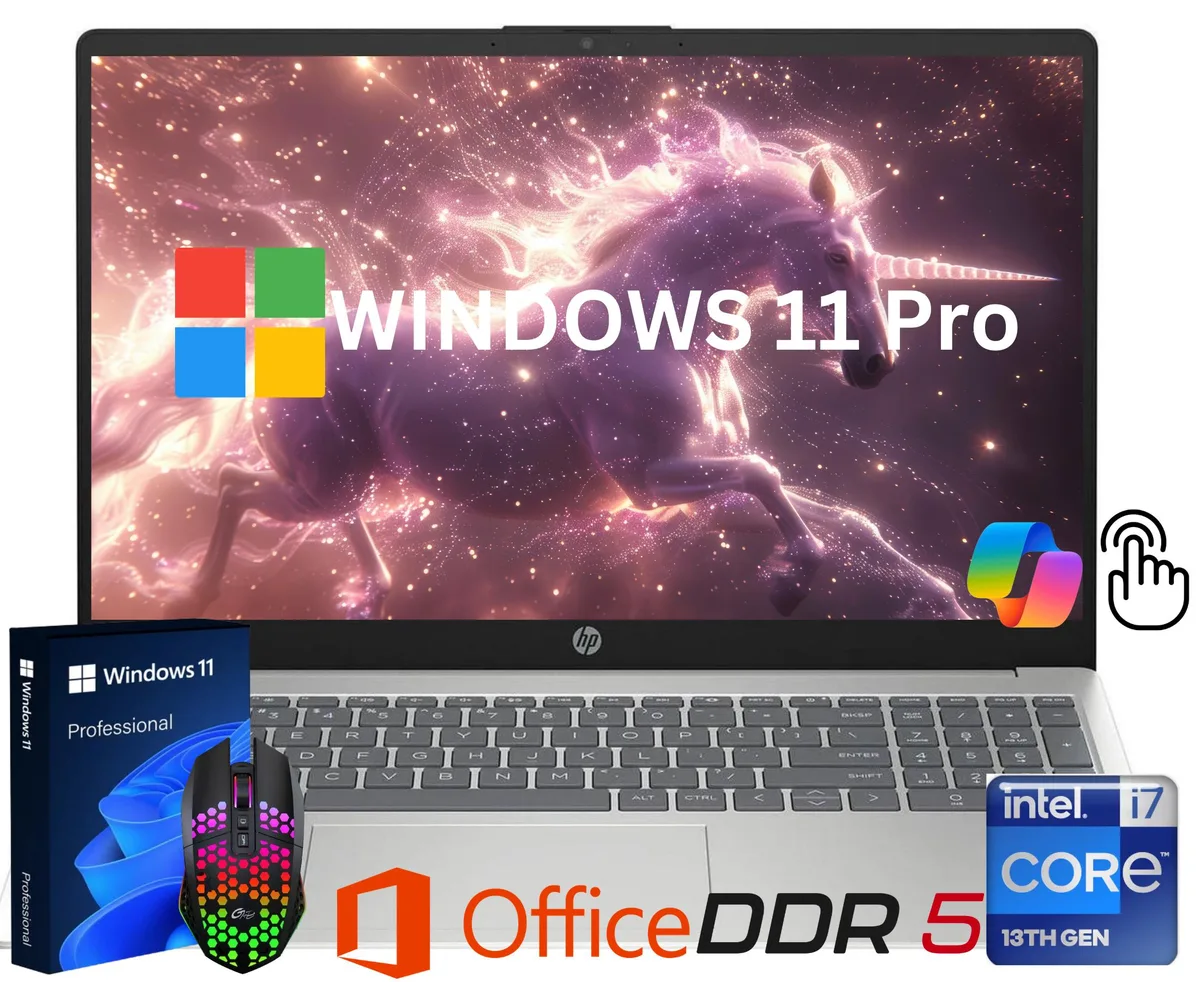 HP HP 15.6" TouchScreen Laptop i7-1355U 16GB DDR5 512GB SSD Windows 11 Pro Office 365 LED Mouse — photo du produit