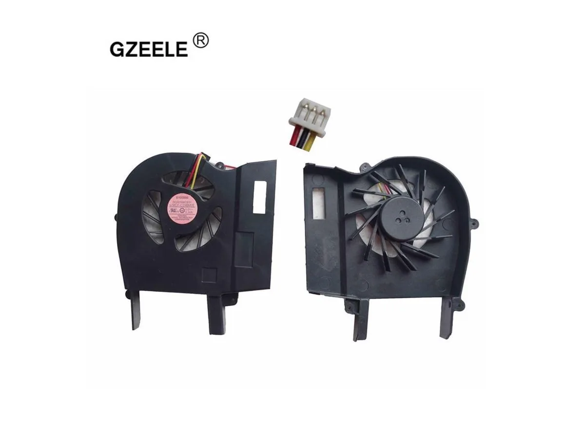 Small black laptop CPU cooling fan with plastic frame and visible blades