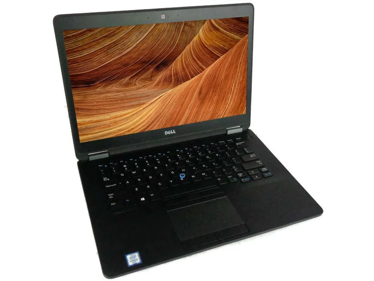 Black Dell Latitude E7470 ultrabook, 14 inch non-touch screen, backlit keyboard