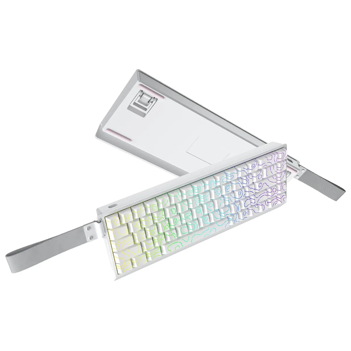 White compact 68-key mechanical keyboard with RGB lighting