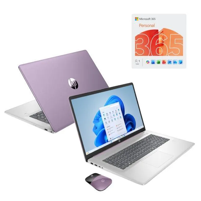 17.3 inch touchscreen laptop in Winter Lavender finish with soft grey backlit keyboard