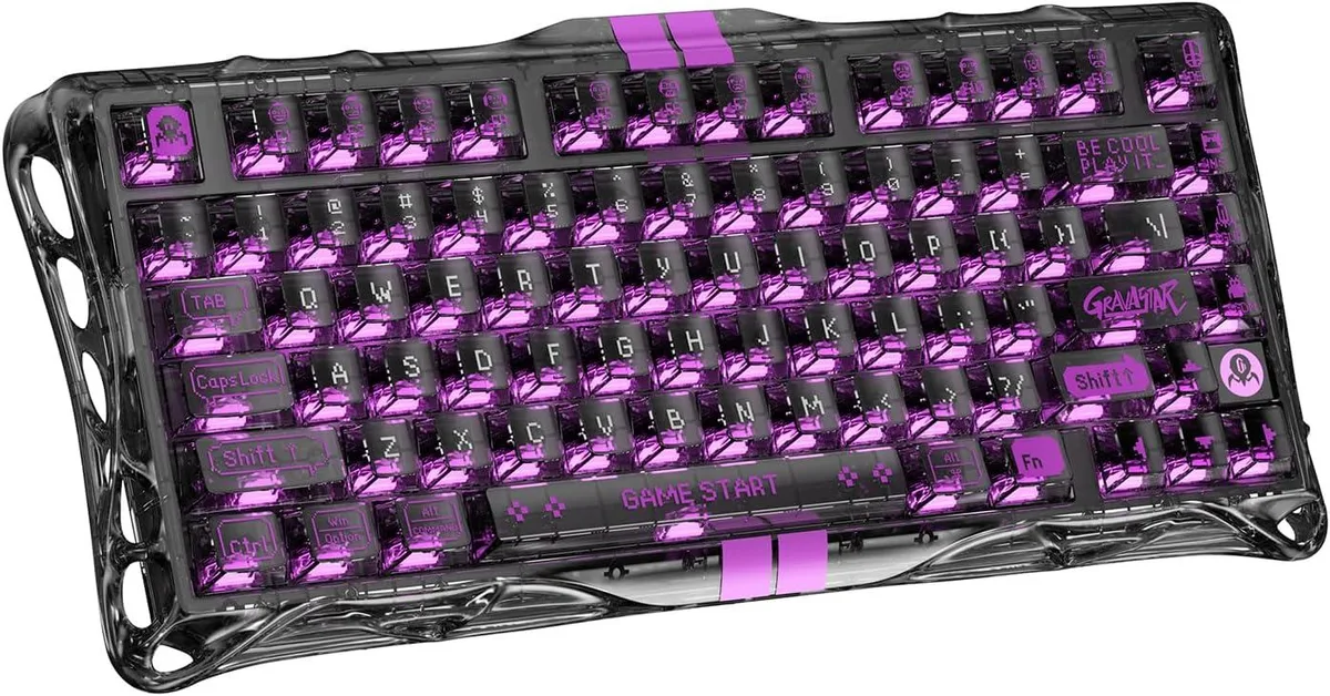 Transparent 75% gaming keyboard with magnetic switches and per-key RGB